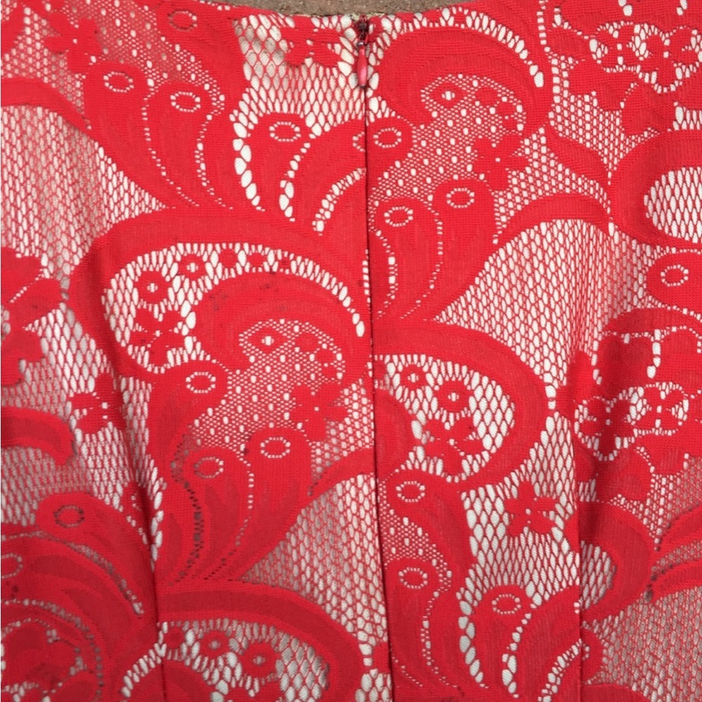 Fraiche Red Lace Sleeveless Dress - Picture 4 of 6